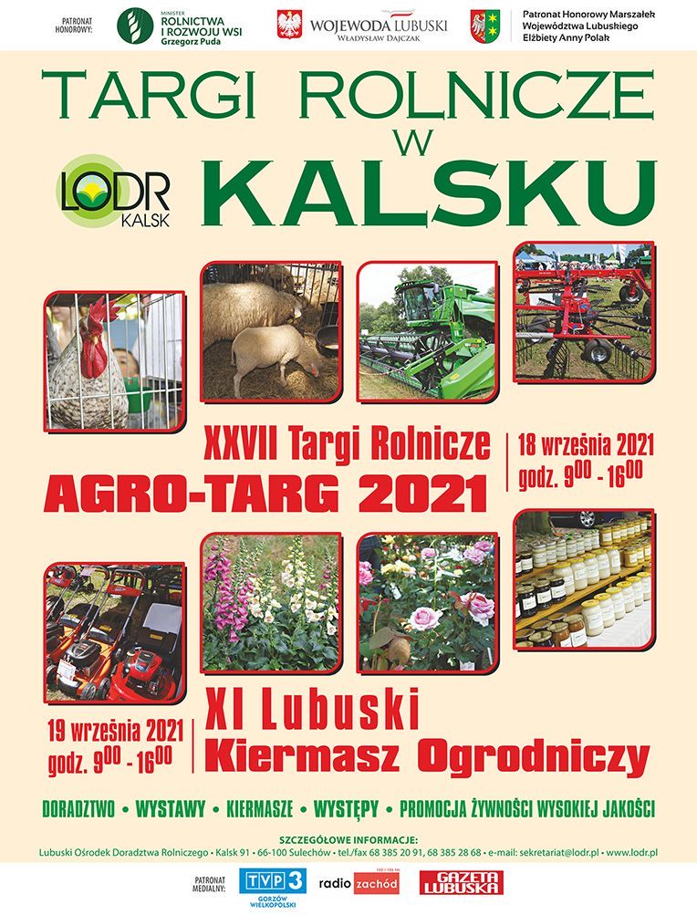 Lubuski Ośrodek Doradztwa Rolniczego w Kalsku zaprasza na Targi Rolnicze